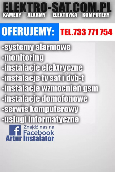 Instalacje elektryczne, alarmowe, TV sat, monitoring Wolin